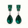 BRINCO FESTA TURQUESA GOTA ZIRCONIA QUADRADA E OVAL