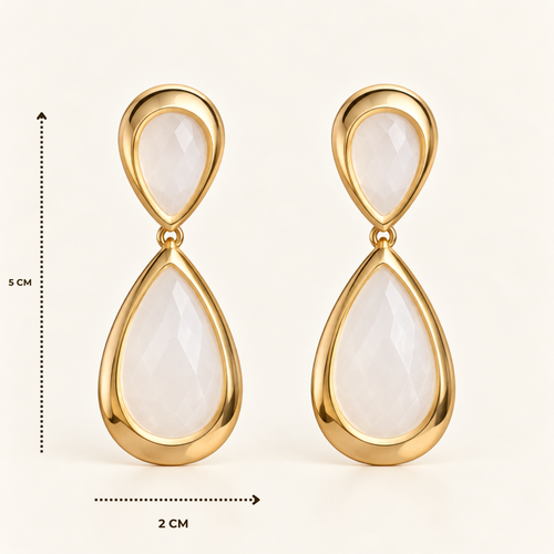 BRINCO FESTA BRANCO CRISTAL GOTA