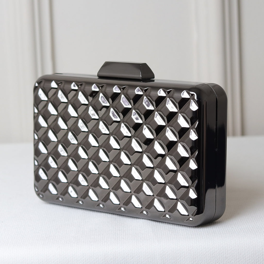 CLUTCH METALIZADA GEOMETRICA QUADRICULADA FORMATO RETANGULAR