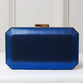 CLUTCH AZUL BRILHO LINHAS RETANGULAR FECHO RETO