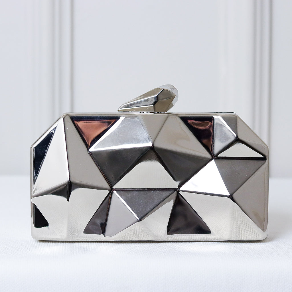 CLUTCH METALIZADA GEOMETRICA FORMATO RETANGULAR