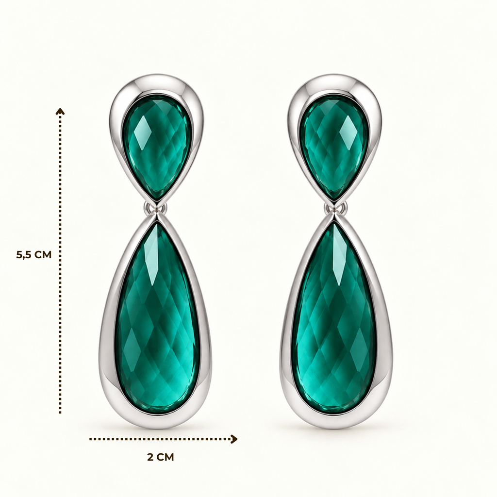 BRINCO FESTA TURQUESA LUXO CRISTAL GOTA