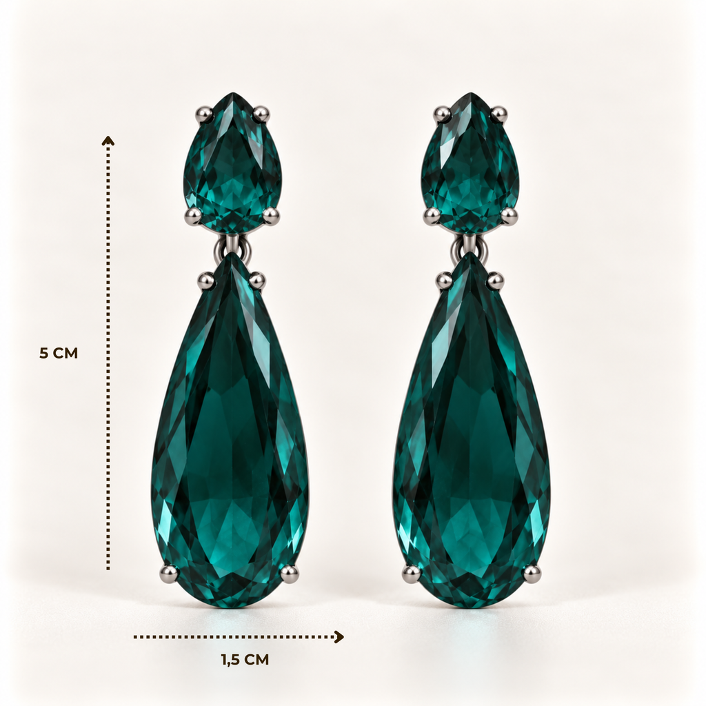 BRINCO FESTA TURQUESA GOTA ZIRCÔNIA