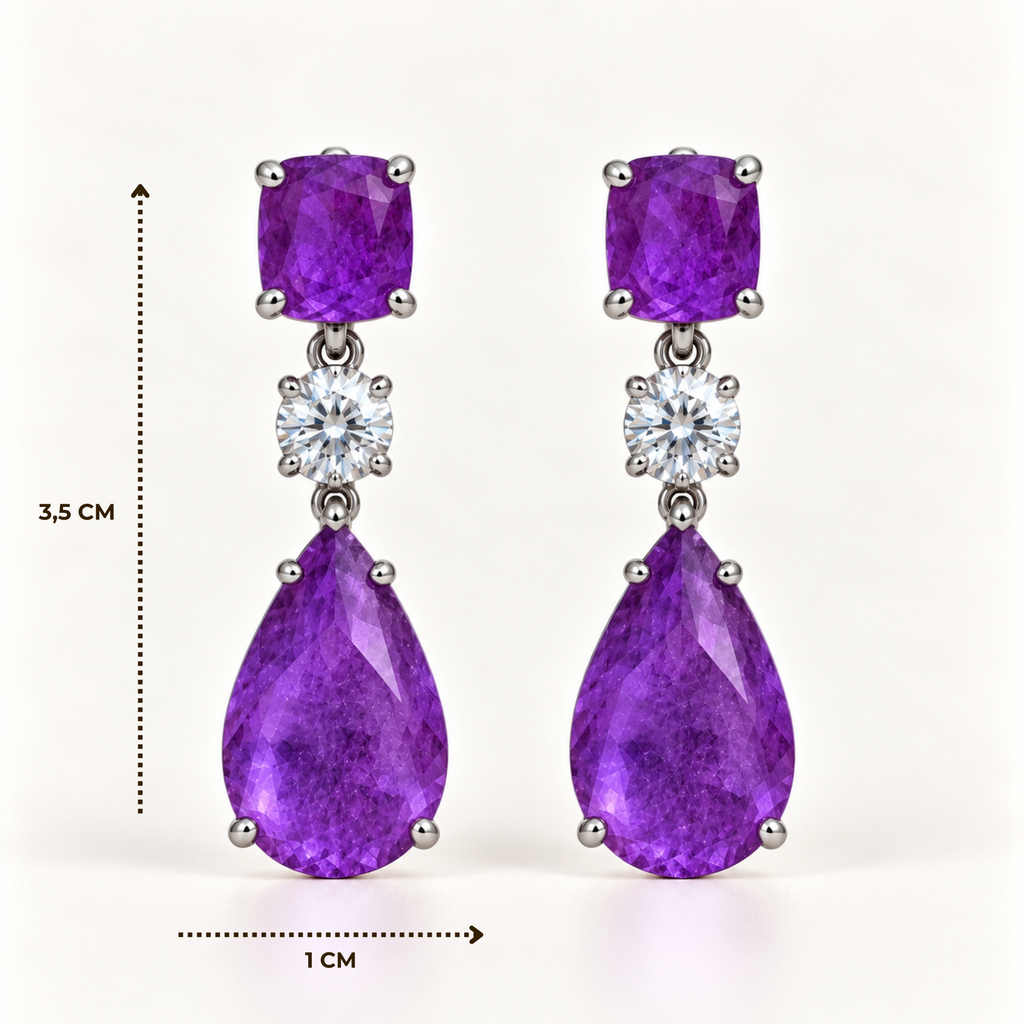 BRINCO FESTA ROXO ZIRCÔNIA FORMAS PONTO DE LUZ