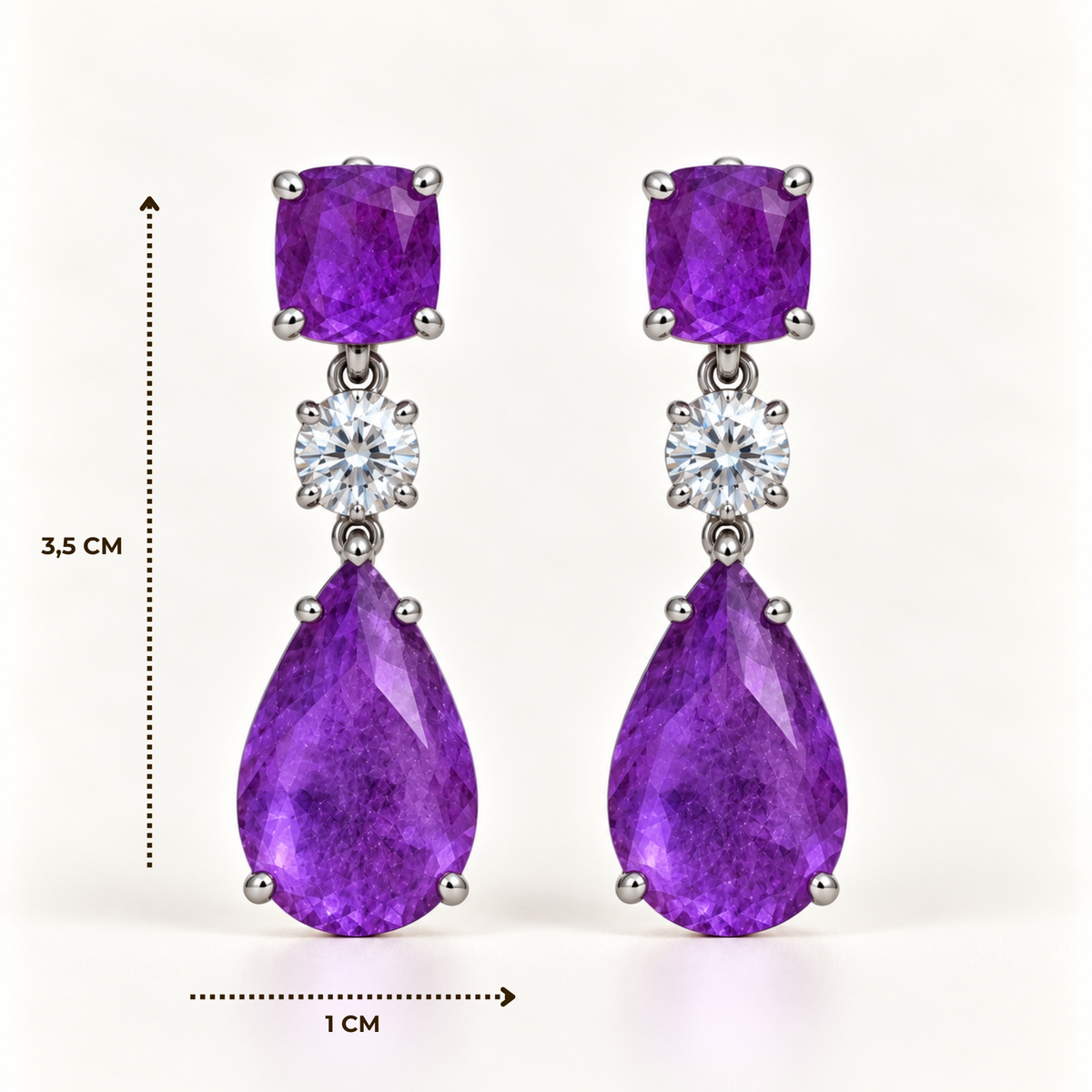 BRINCO FESTA ROXO ZIRCÔNIA FORMAS PONTO DE LUZ