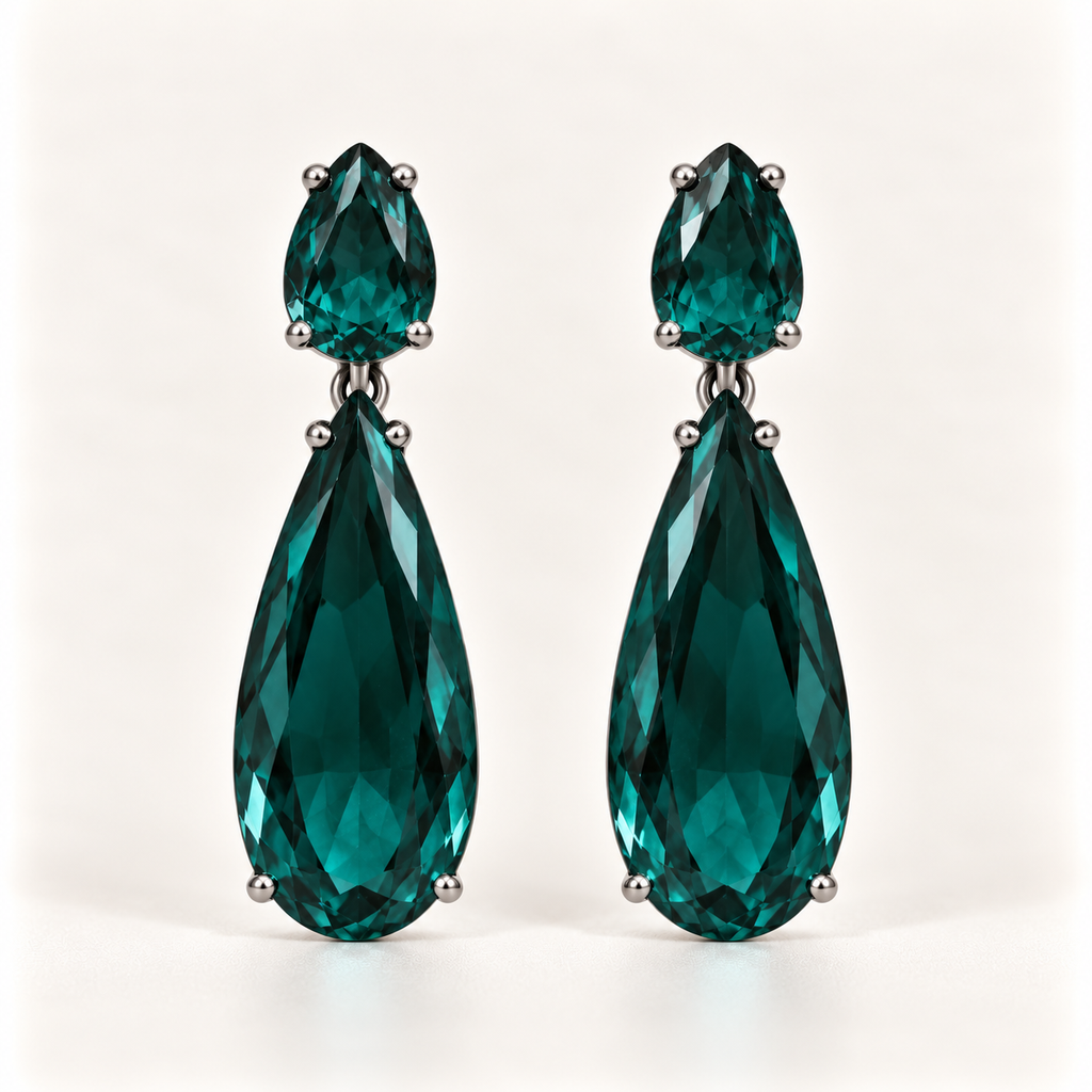 BRINCO FESTA TURQUESA GOTA ZIRCÔNIA