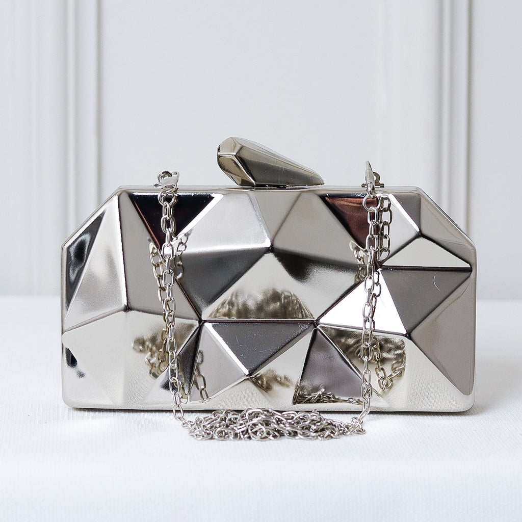 CLUTCH METALIZADA GEOMETRICA FORMATO RETANGULAR