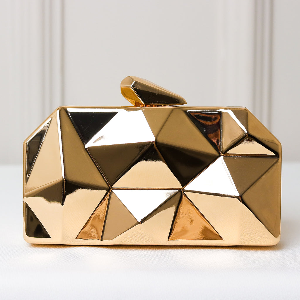 CLUTCH METALIZADA GEOMETRICA FORMATO RETANGULAR