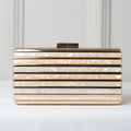 CLUTCH MADREPEROLA NUDE LINHAS FRENTE ACRILICO RETANGULAR