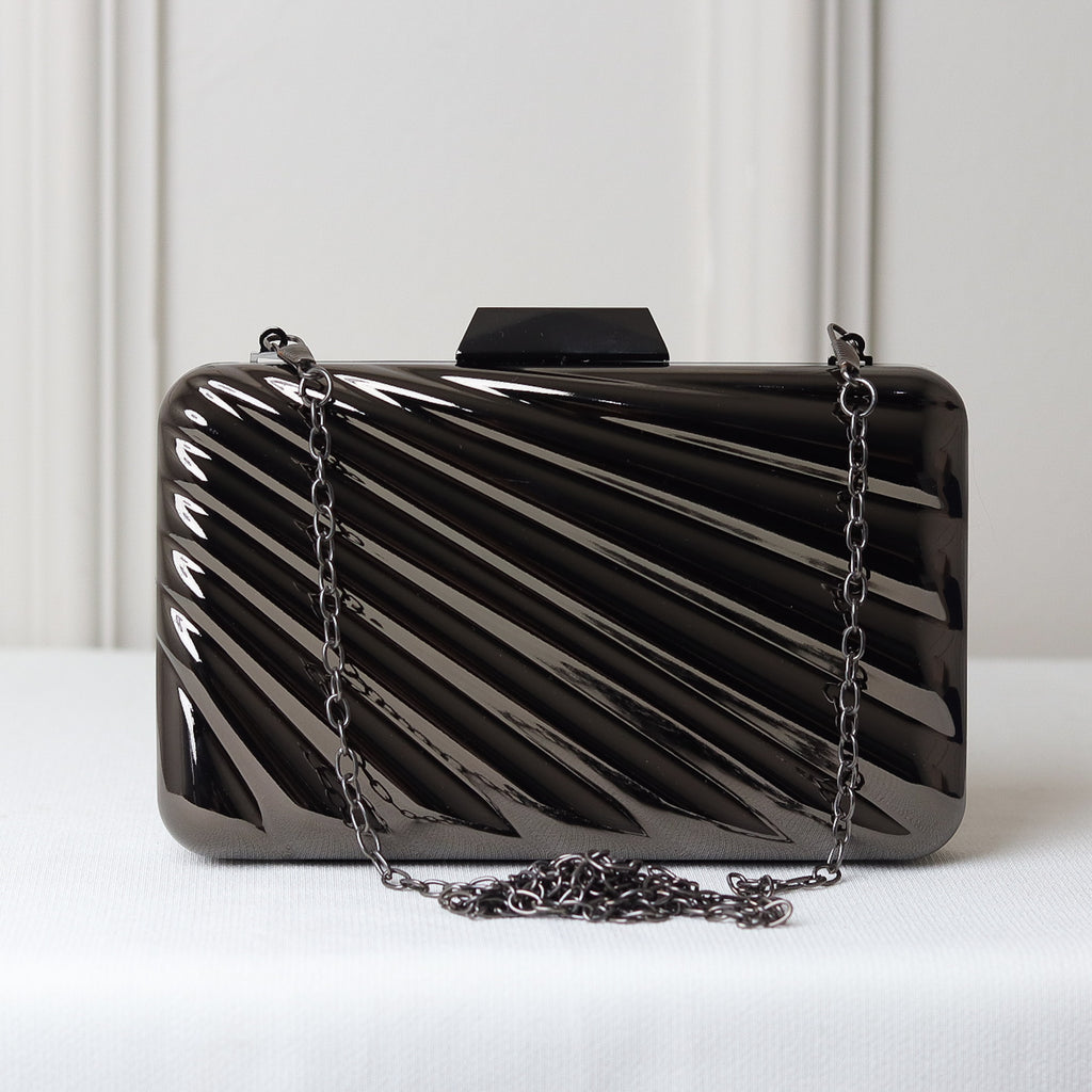 CLUTCH METALIZADA GEOMETRICA ONDULADA FORMATO RETANGULAR