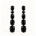 BRINCO FESTA PRETO LONGO ZIRCÔNIA OVAL CRAVEJADO