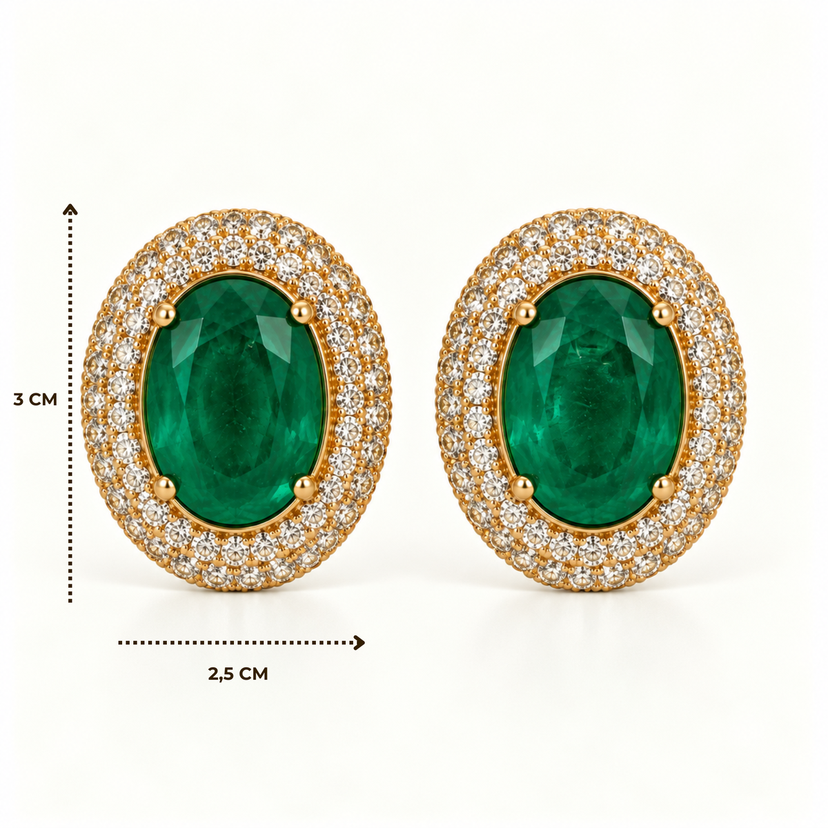 BRINCO FESTA VERDE CRAVEJADO FORMATO OVAL ZIRCONIA