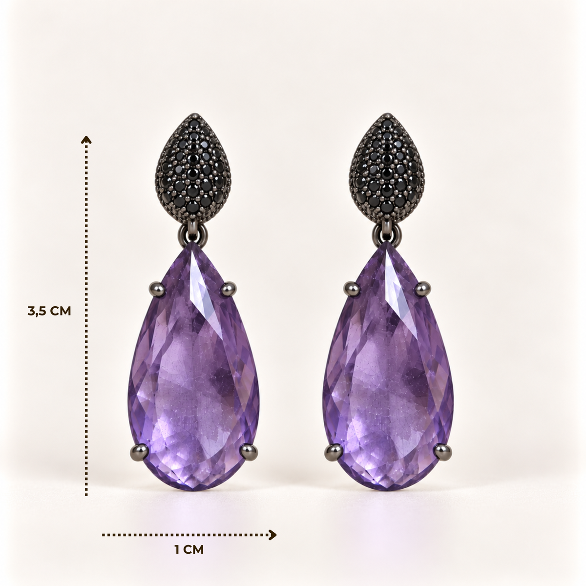 BRINCO FESTA ROXO ZIRCÔNIA GOTA BASE CRAVEJADO