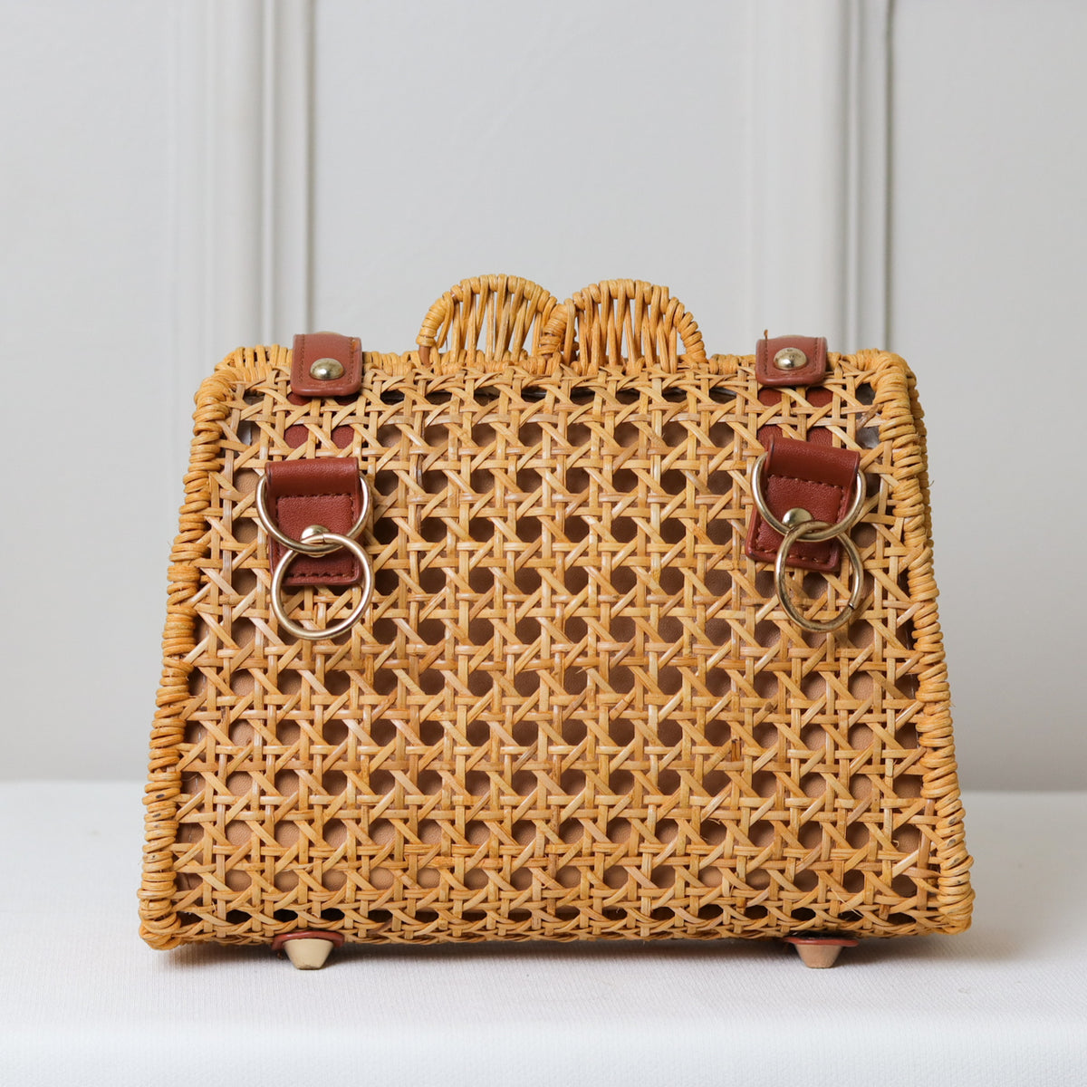 CLUTCH PALHA NUDE TRAMA ALÇA BAMBU RETANGULAR