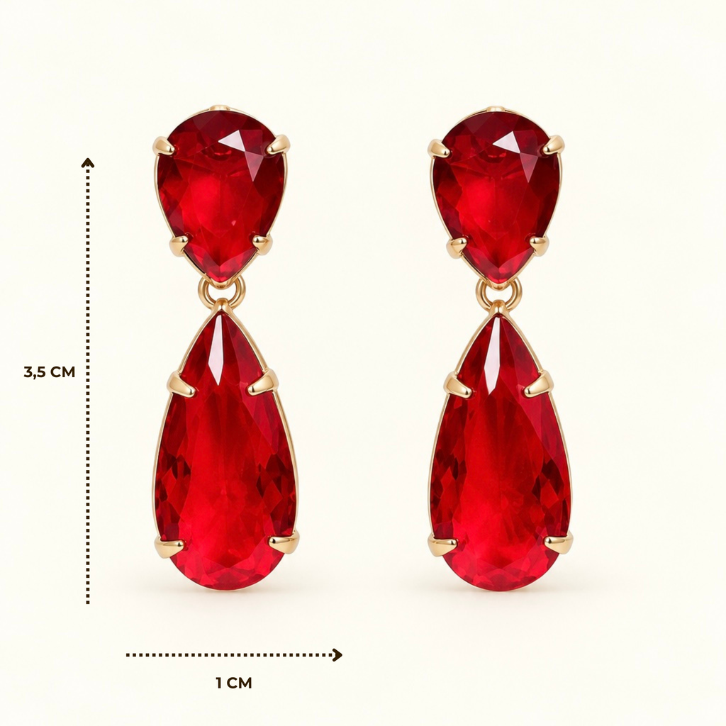 BRINCO FESTA VERMELHO ZIRCÔNIA GOTA