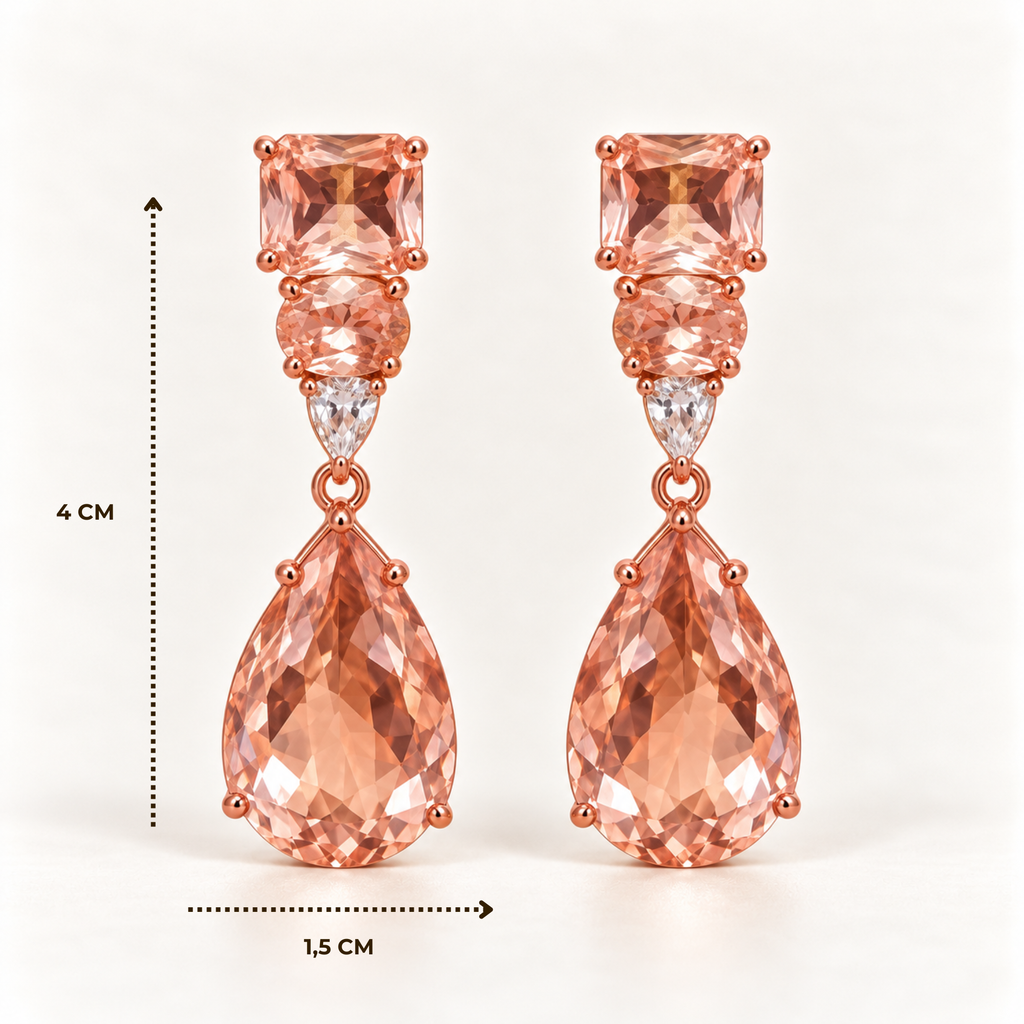 BRINCO FESTA ROSE GOTA BASE ZIRCONIA FORMAS