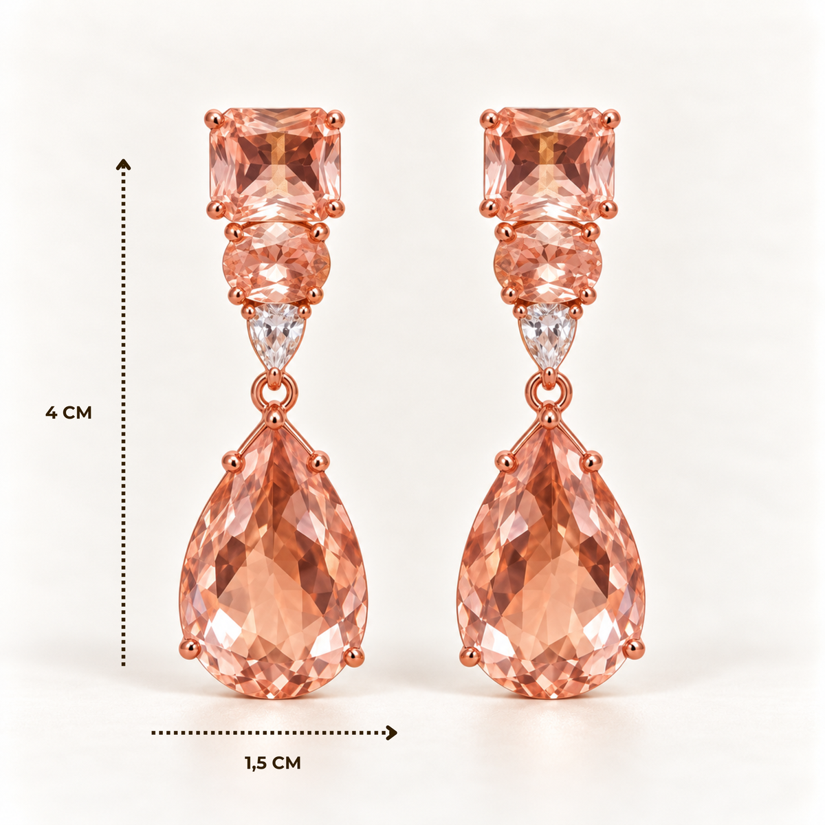 BRINCO FESTA ROSE GOTA BASE ZIRCONIA FORMAS