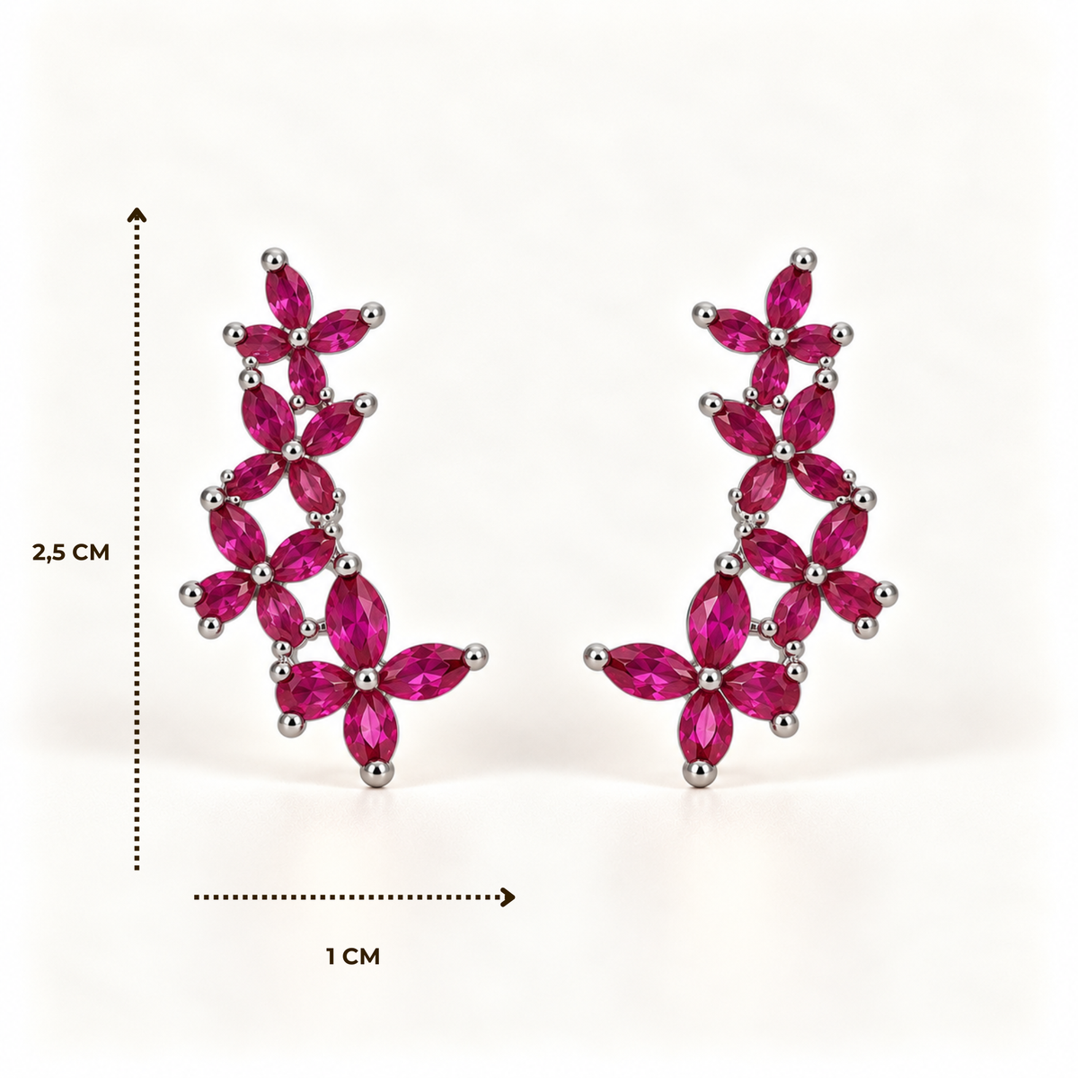 BRINCO FESTA ROSA EAR CUFF BORBOLETAS ZIRCÔNIA