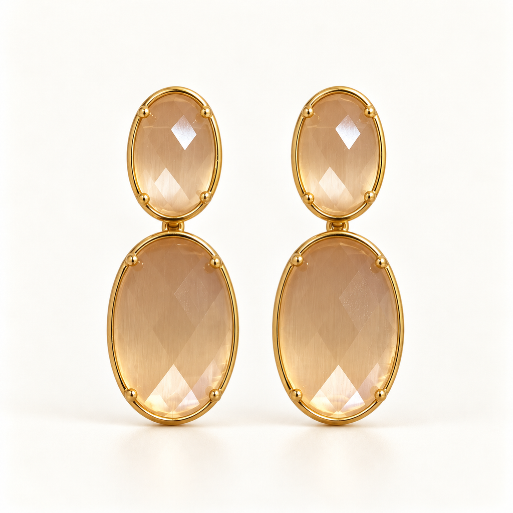 BRINCO FESTA NUDE CRISTAL LUXO OVAL