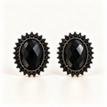 BRINCO FESTA PRETO CRISTAL OVAL CRAVEJADO ZIRCÔNIA