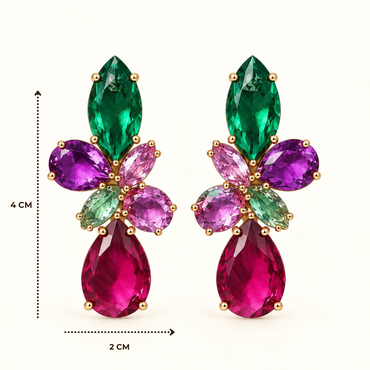 BRINCO FESTA ROXO ZIRCÔNIA FORMATO FLOR