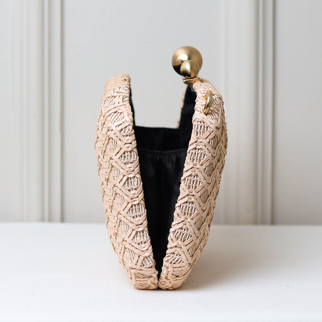 CLUTCH BOLSA LUXO TRAMA FECHO DUPLO ESFERAS