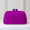 CLUTCH ROXA LISA TECIDO FORMATO PONTA FECHO ESFERA DUPLA