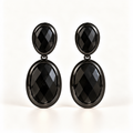 BRINCO FESTA PRETO CRISTAL LUXO OVAL