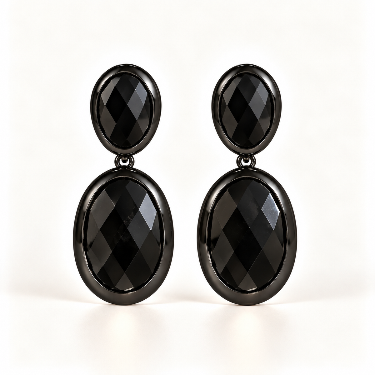 BRINCO FESTA PRETO CRISTAL LUXO OVAL