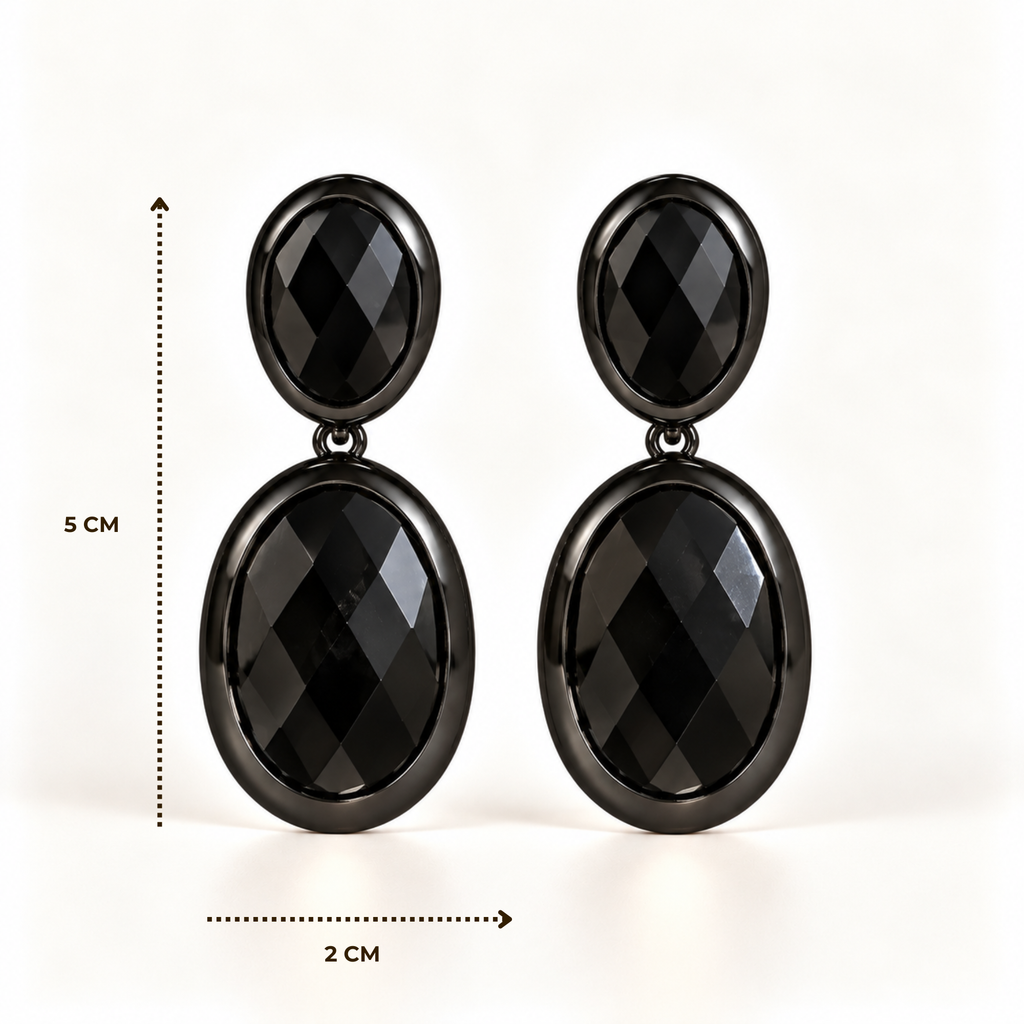 BRINCO FESTA PRETO CRISTAL LUXO OVAL