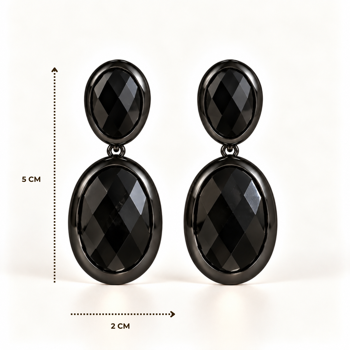 BRINCO FESTA PRETO CRISTAL LUXO OVAL