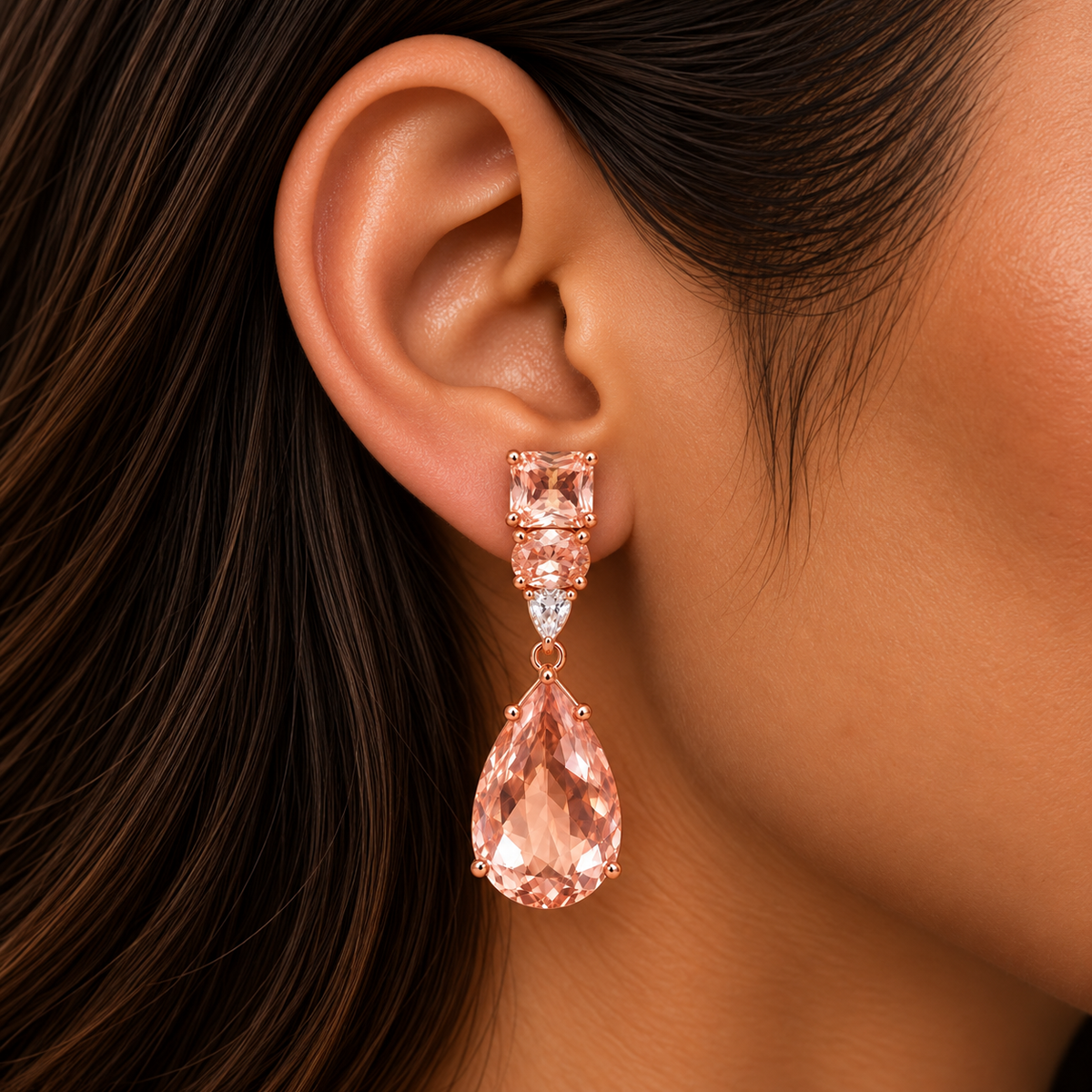 BRINCO FESTA ROSE GOTA BASE ZIRCONIA FORMAS