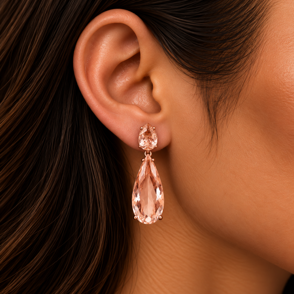 BRINCO FESTA ROSE GOTA ZIRCÔNIA