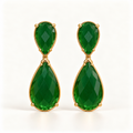 BRINCO FESTA VERDE CRISTAL FORMATO GOTA LISO LADO