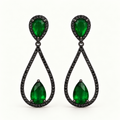 BRINCO FESTA VERDE CRAVEJADO LONGO VAZADO ZIRCÔNIA GOTA
