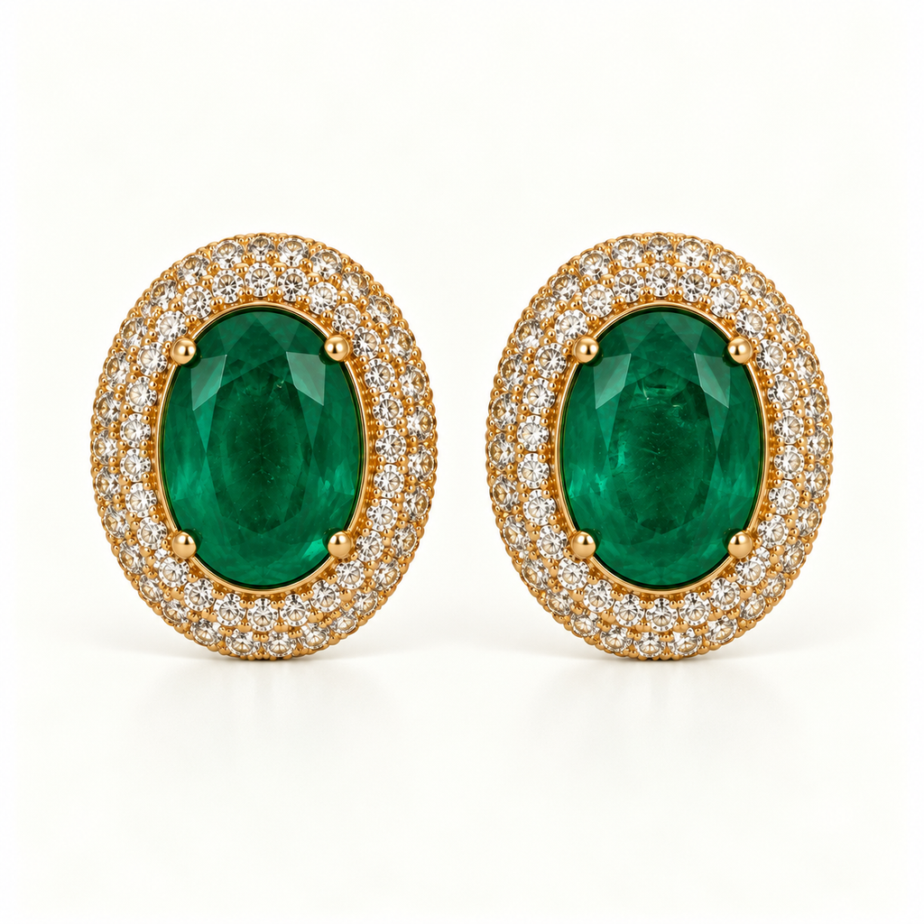 BRINCO FESTA VERDE CRAVEJADO FORMATO OVAL ZIRCONIA