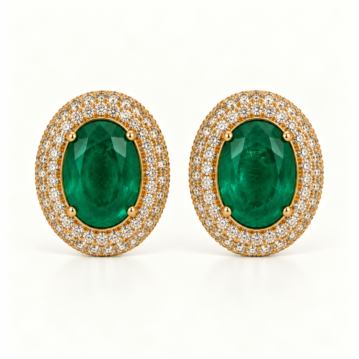 BRINCO FESTA VERDE CRAVEJADO FORMATO OVAL ZIRCONIA