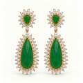 BRINCO FESTA VERDE CRISTAL LUXO CRAVEJADO GOTA