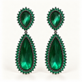 BRINCO FESTA VERDE CRISTAL LUXO GOTA DETALHE CRAVEJADO