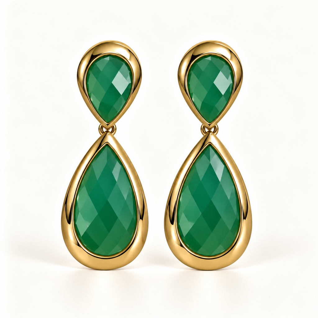 BRINCO FESTA VERDE CRISTAL LUXO FORMATO GOTA MEDIA