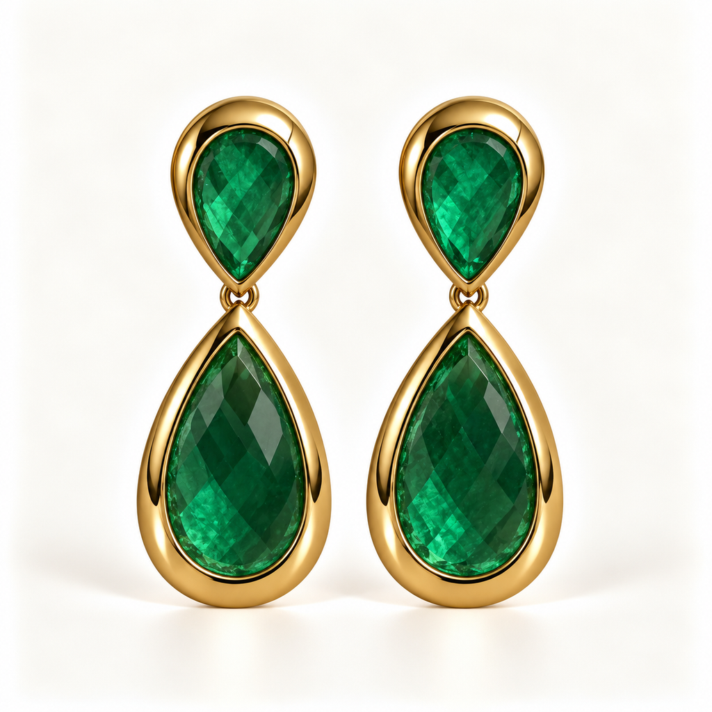 BRINCO FESTA VERDE CRISTAL LUXO FORMATO GOTA MEDIA