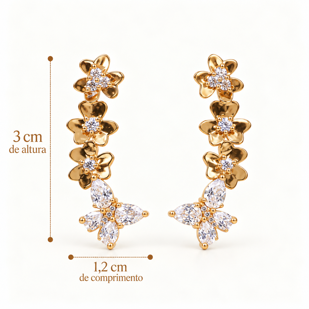 BRINCO EAR CUFF CRAVEJADO BORBOLETA