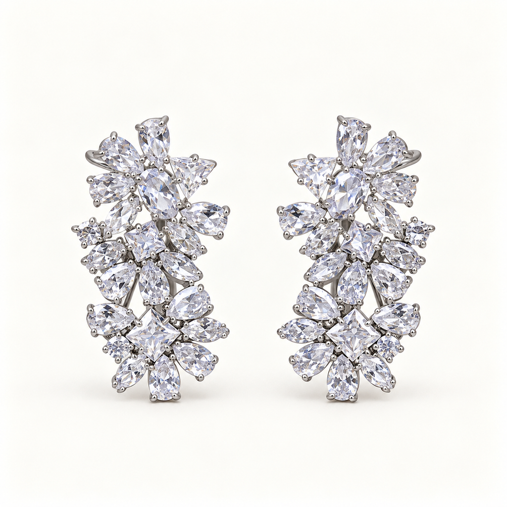 BRINCO EAR CUFF PRATA CRAVEJADO ENCAIXE ATRAS