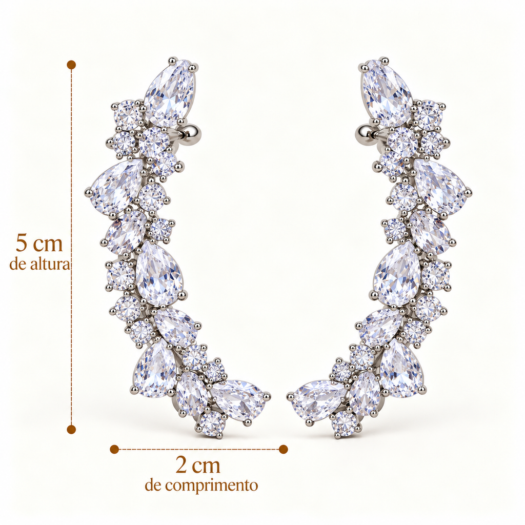 BRINCO EAR CUFF PRATA CRAVEJADO OVAL