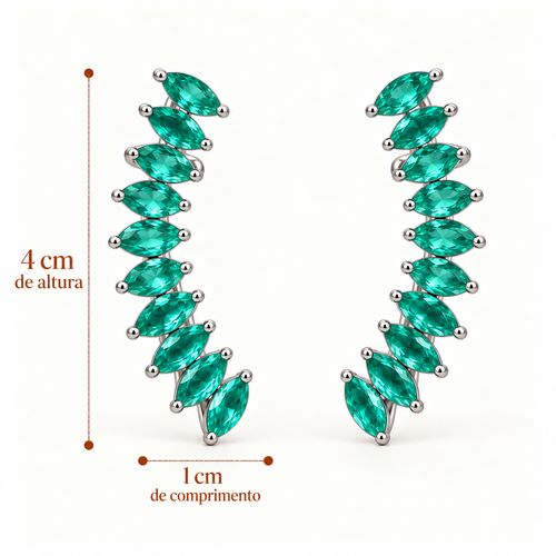 BRINCO EAR CUFF PRATA ZIRCÔNIA TURQUESA