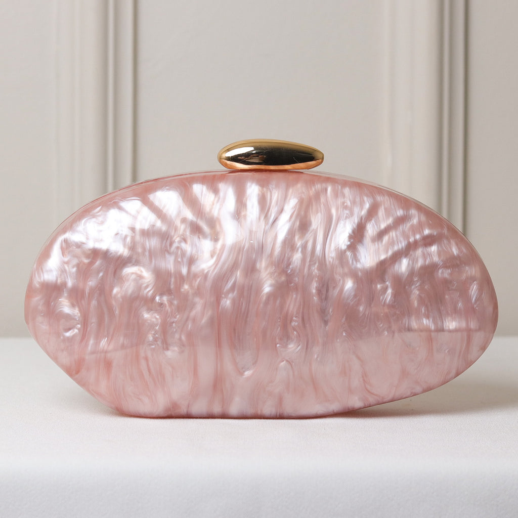 CLUTCH OVAL ACRÍLICO MADREPEROLA FECHO DOURADO