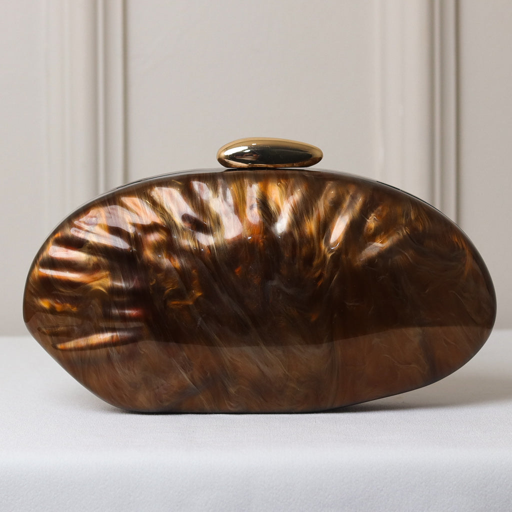 CLUTCH OVAL ACRÍLICO MADREPEROLA FECHO DOURADO