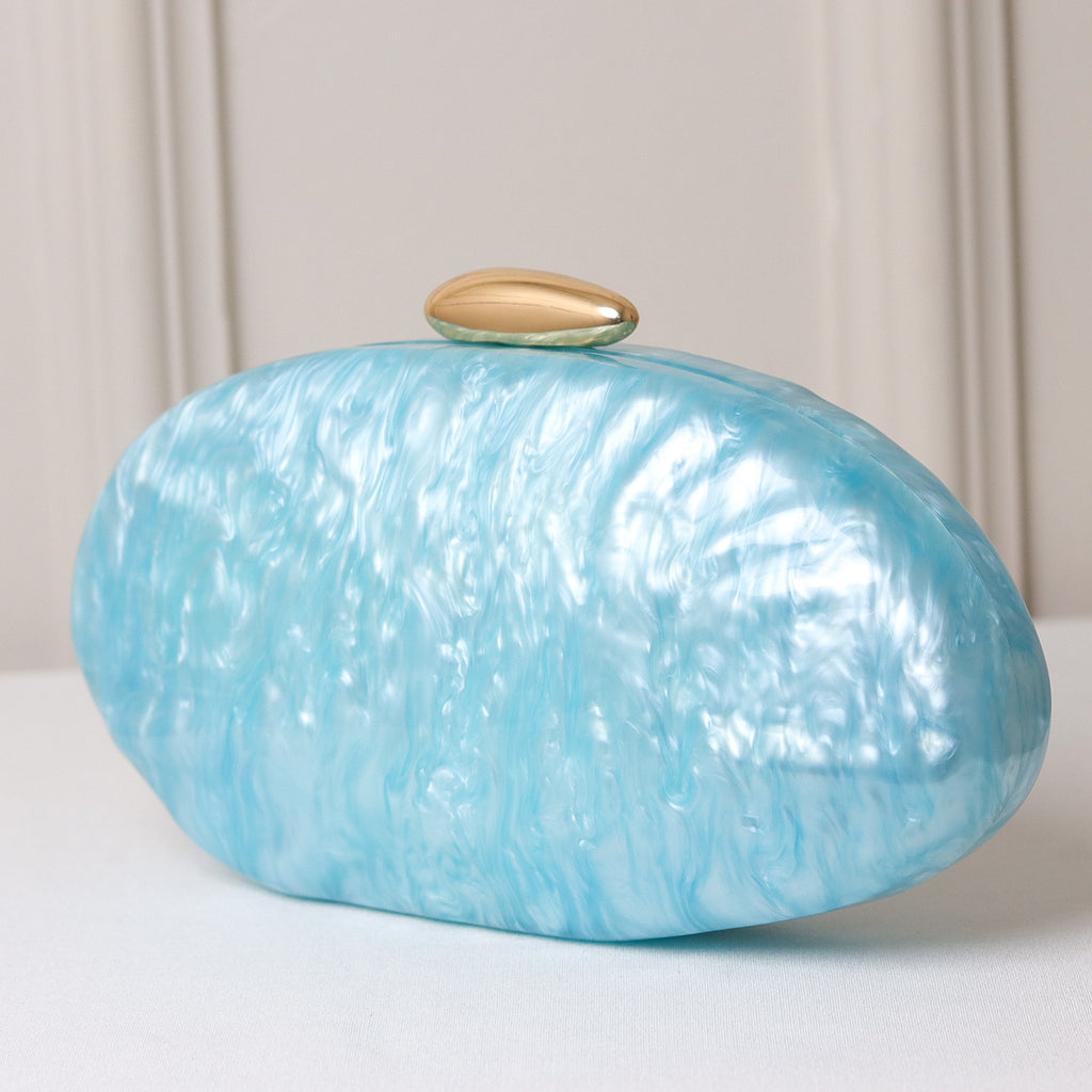CLUTCH OVAL ACRÍLICO MADREPEROLA FECHO DOURADO