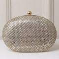 CLUTCH BRILHO TEXTURA STRASS FORMATO OVAL FECHO ESFERA