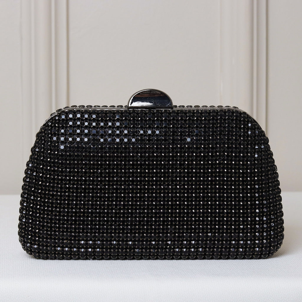 CLUTCH ONIX/PRETO/DOURADA/PRATA/BRONZE BRILHO TEXTURA STRASS FUNDO BRILHO FORMATO OVAL FECHO RETO